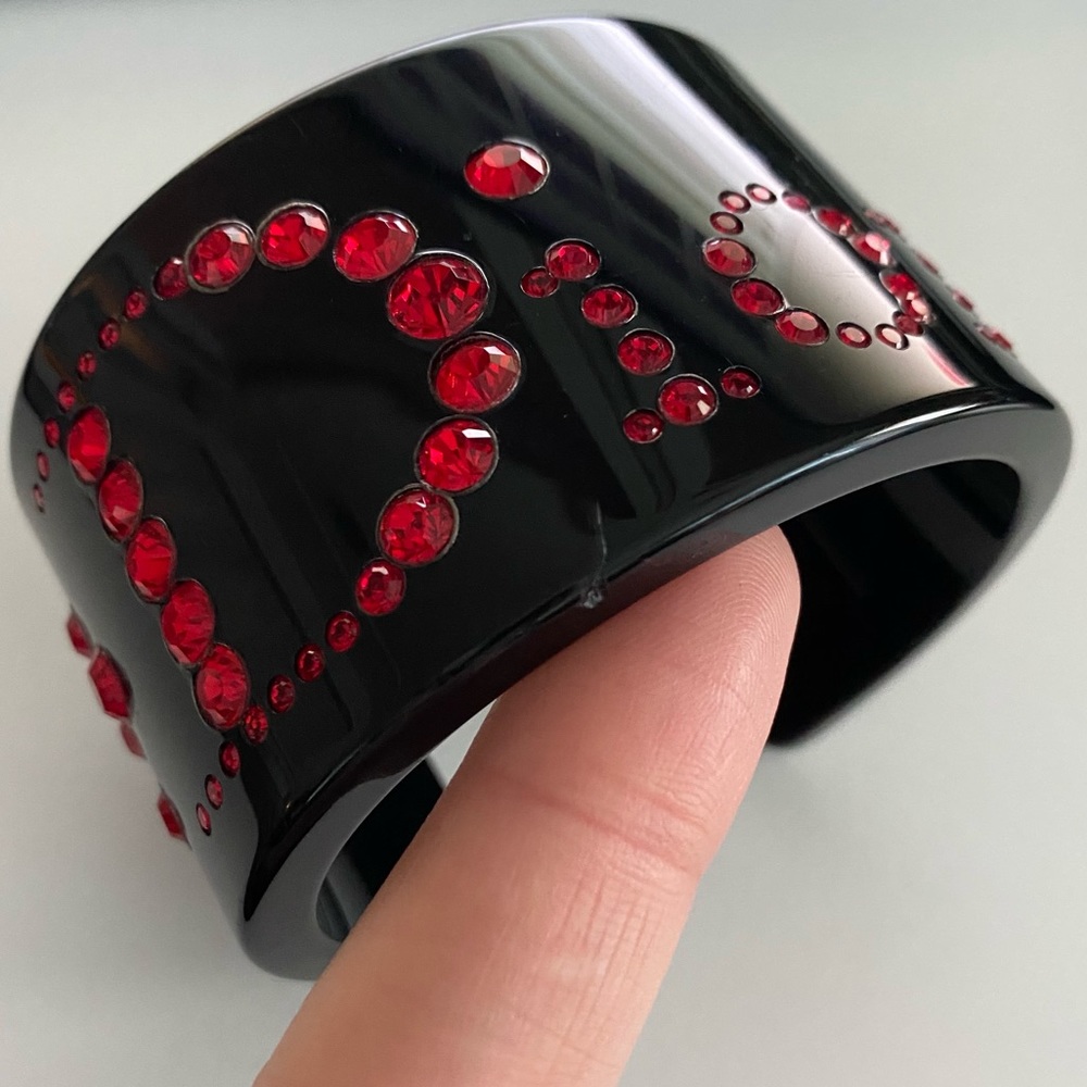 *SOLD* Christian Dior Black Lucite Crystal Logo Bracelet - Picture 15 of 15